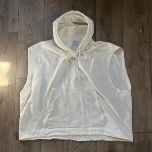 Athleta Womens 3XL Sleeveless Hoodie Cream White Workout Athleisure Comfy Soft